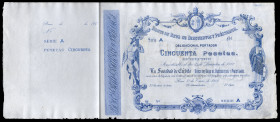 50 pesetas. 1901. Banco de Reus de Descuentos y Préstamos. 1 de enero. Serie A. Sin firmas, sin numerar y con matriz lateral izquierda. Alguna manchit...