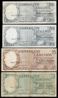 25 de septiembre. Lote 4 billetes, serie completa. 2,50 (negro y rojo), 5 y 10 pesetas. (Ed-372, 372a, 373 y 374). Todos con dobleces. BC+/MBC-. Est.....