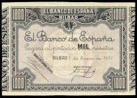 1.000 pesetas. 1937. (Ed-NE27a). 1 de enero. No emitido. Antefirma del Banco de Bilbao. Apresto original. SC. Est...70,00. 

English description: 1....