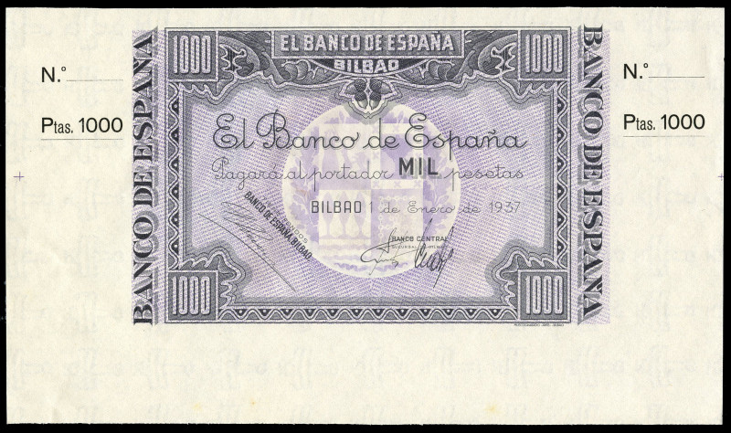 1.000 pesetas. 1937. Bilbao. (Ed-NE27b). 1 de enero. Sucursal de Bilbao, antefir...