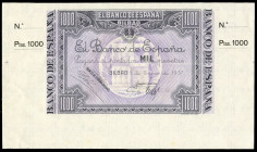 1.000 pesetas. 1937. Bilbao. (Ed-NE27b). 1 de enero. Sucursal de Bilbao, antefirma Banco Central. No emitido, sin serie y sin numeración, con ambas ma...