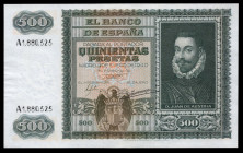 500 pesetas. 1940. Madrid. (Ed-439). 9 de enero, Juan de Austria. Serie A. Planchado. Doblez central con pequeñas reparaciones en sus extremos. MBC+. ...