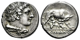 Anonymous. Didrachm. 269-266 BC. Rome. (Craw-20/1). (Rsc-8). (BMCRR-Romano-Campanian 28). Anv.: Head of Hercules to right, wearing taenia, with club a...