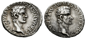 Caligula and Germanicus. Denarius. 37 AD. Lugdunum. (Ric-12). (Bmc-13). (Rsc-4). Anv.: C CAESAR AVG GERM P M TR POT, bare head of Gaius "Caligula" rig...