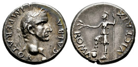 Galba. Denarius. 68 AD. Tarraco. (Ric-45, R2). (Bmcre-187). (Rsc-223). Anv.: GALBA IMPERATOR, laureate head of Galba right, globe inside point of bust...
