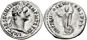 Domitian. Denarius. 81-96 d.C. Rome. (Ric-II 1 789). Anv.: IMP CAES DOMIT AVG GERM P M TR P XV. Busto laureado a derecha. Rev.: IMP XXII COS XVII CENS...