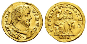 Julian II Apostata. 9 Siliqua – 1½ Scripulum. 361-363 AD. Antioch. (Ric-VIII 207). (Depeyrot-17/1). Anv.: IVLIAN VS AVG, pearl-diademed, draped, and c...