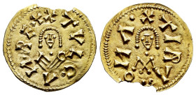 Tulga (639-642). Tremissis. Tirasona. (R. Pliego-510). (R. Pliego-"La moneda visigoda": Anexo I (2012). SPAL 21. p. 226, 510b.1). (Cnv-Unlisted). Anv....
