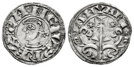 Kingdom of Navarre. Sancho VI, the Wise (1150-1194). Dinero. Navarre. (Ros-3.8.1 var). (Cru V.S-222). Anv.: ︙SAИCIVS REX. Busto to left. Rev.: NAVARA....