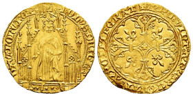 Kingdom of Navarre. Charles II, the Bad (1349-1387). Real d´or (Ducat). Navarre. (Ros-3.14.2/1, Plate coin). (Duplessy-42). Anv.: KOLVS : DEI : GRA - ...