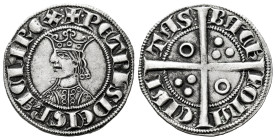 The Crown of Aragon. Pedro II (1276-1285). Croat. Barcelona. (Cru V.S-322). (Cru C.G-2137). Anv.: + · PETRUS · DEI · GRACIA · REX ·:. Rev.: :CIVI TAS:...