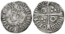 The Crown of Aragon. Enrique IV (1454-1474). Croat. Barcelona. (Cru V.S-911.1). (Bautista-952). Anv.: + : ENRICUS : DEI : GR'A : REX. Rev.: CIVI TAS·B...