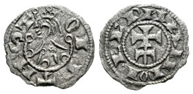 Kingdom of Castille and Leon. Fernando II (1157-1188). Obol. Toledo. (Bautista-Unlisted). (Imperatrix-Unlisted). Anv.: T - OLETAS. Crowned bust of the...
