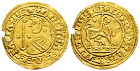 Kingdom of Castille and Leon. Alfonso IX (1188-1230). Morabetino (Gold maravedi). Salamanca or Santiago de Compostela?. (Bautista-198.2). (Imperatrix-...
