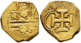 Philip III (1598-1621). 2 escudos. (1598-1621). Sevilla. (Cal-Type 186). (Tauler-85b similar). Au. 6,80 g. Date and assayer not visible. Original lust...