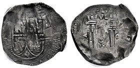 Philip IV (1621-1665). 8 reales. 1652. Santa Fe de Nuevo Reino. PoRAS. (Cal-1550). (Restrepo-M46.10). Ag. 26,61 g. Featuring fairly bold pillars and a...