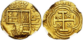 Philip IV (1621-1665). 2 escudos. 1646/5. Santa Fe de Nuevo Reino. R. (Cal-1804 var). (Tauler-152 var). (Restrepo-M50-21). Au. 6,50 g. N/R/(R) to the ...
