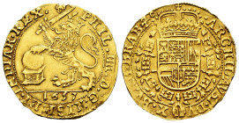 Philip IV (1621-1665). Gold Souverain. 1657. Brussels. (Tauler-889). (Vti-1456). (Vanhoudt-638.BS). Au. 5,46 g. Attractive and without signs of wear, ...