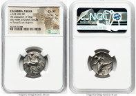 CALABRIA. Tarentum. Ca. 332-302 BC. AR stater or didrachm (23mm, 7.90 gm, 10h). NGC Choice XF 5/5 - 4/5. Ca. 332-302 BC. Sa-, magistrate. Nude warrior...