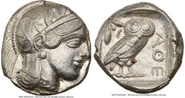 ATTICA. Athens. Ca. 440-404 BC. AR tetradrachm (24mm, 17.23 gm, 8h). NGC MS 4/5 - 4/5. Mid-mass coinage issue. Head of Athena right, wearing earring, ...
