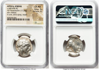 ATTICA. Athens. Ca. 440-404 BC. AR tetradrachm (25mm, 17.20 gm, 10h). NGC Choice AU 5/5 - 4/5. Mid-mass coinage issue. Head of Athena right, wearing e...