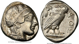 ATTICA. Athens. Ca. 440-404 BC. AR tetradrachm (23mm, 17.18 gm, 2h). NGC XF 4/5 - 4/5, brushed. Mid-mass coinage issue. Head of Athena right, wearing ...