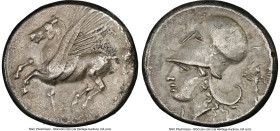 CORINTHIA. Corinth. Ca. 4th century BC. AR stater (20mm, 8.37 gm, 12h). NGC VF 5/5 - 3/5. Ca. 375-300 BC. Pegasus flying left; Ϙ below / Head of Athen...