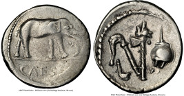 Julius Caesar, as Dictator (49-44 BC). AR denarius (18mm, 3.83 gm, 4h). NGC Choice VF 3/5 - 4/5. Military mint traveling with Caesar in northern Italy...
