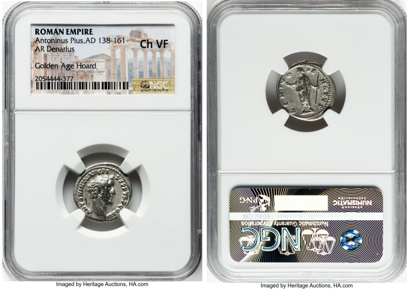 Antoninus Pius (AD 138-161). AR denarius (17mm, 5h). NGC Choice VF. Rome, AD 140...