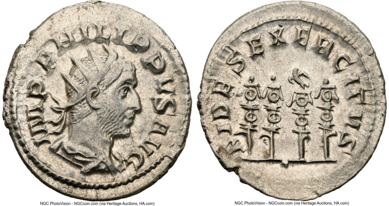 Philip I (AD 244-249). AR antoninianus (23mm, 7h). NGC AU. Rome, AD 248-249. IMP...