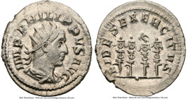 Philip I (AD 244-249). AR antoninianus (23mm, 7h). NGC AU. Rome, AD 248-249. IMP PHILIPPVS AVG, radiate, draped, and cuirassed bust of Philip I right,...