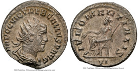 Trebonianus Gallus (AD 251-253). AR antoninianus (22mm, 11h). NGC AU, flan flaw. Antioch, ca. AD 251-253. IMP C C VIB TREB GALLVS P F AVG (blundered),...