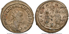 Gallienus, Joint Reign (AD 253-268). BI antoninianus (22mm, 7h). NGC Choice AU. Asia, AD 255-256. IMP C P LIC GALLIENVS P F AVG, radiate, draped, and ...