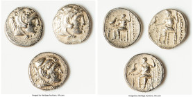 ANCIENT LOTS. Greek. Macedonian Kingdom. Alexander III the Great (336-323 BC). Lot of three (3) AR drachms. Choice Fine. Includes: Three drachms of Al...