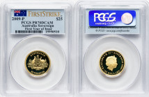 Elizabeth II gold Proof 25 Dollars (Sovereign) 2009-P PR70 Deep Cameo PCGS, Perth mint, KM1397. Sovereign. First Strike. First year of issue. HID09801...