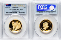 Elizabeth II gold Proof High Relief "Koala" 100 Dollars (1 oz) 2010-P PR70 Deep Cameo PCGS, Perth mint, KM-1469. First Strike. Gold Bullion Issue. HID...