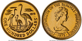 Elizabeth II gold "Independence Day of 1973" 100 Dollars 1975 MS65 NGC, Royal Canadian mint, KM73. Flamingos. HID09801242017 © 2024 Heritage Auctions ...
