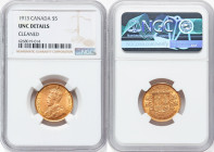 George V gold 5 Dollars 1913 UNC Details (Cleaned) NGC, Ottawa mint, KM26. Three year type. HID09801242017 © 2024 Heritage Auctions | All Rights Reser...
