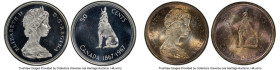 Elizabeth II Pair of Certified 50 Cents 1967 PCGS, 1) Prooflike 50 Cents - PL66 Cameo 2) 50 Cents - MS65 Royal Canadian mint, KM69. Confederation Cent...