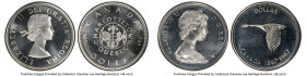 Elizabeth II Pair of Certified Prooflike Dollars PL66 PCGS, 1) Dollar 1964, Royal Canadian mint, KM58. Charlottetown 2) Dollar 1967, Royal Canadian mi...