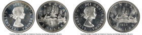 Elizabeth II Pair of Certified Prooflike Dollars PL65 PCGS, 1) Dollar 1960 2) Dollar 1962 Royal Canadian mint, KM54. HID09801242017 © 2024 Heritage Au...