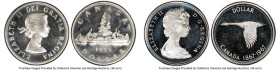 Elizabeth II Pair of Certified Prooflike Dollars PCGS, 1) Dollar 1959 - PL66, Royal Canadian mint, KM54 2) Dollar 1967 - PL65 Deep Cameo, Royal Canadi...