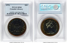 Elizabeth II 3-Piece Lot of Certified Specimen "Commemorative" Dollars SP68 PCGS, 1) Dollar 1976, Royal Canadian mint, KM106. Parliament Library 2) Do...