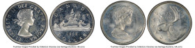 Elizabeth II 3-Piece Lot of Certified Assorted Issues PCGS, 1) Prooflike Dollar 1962 - PL64, KM54 2) silver 25 Cents 1968 - MS65, KM62a 3) 5 Cents 195...