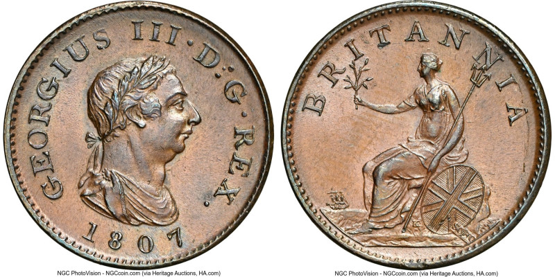 George III Farthing 1807 MS64 Brown NGC, KM661, S-3782. HID09801242017 © 2024 He...