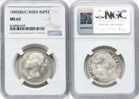 British India. Victoria Pair of Certified Rupees 1840 (b & c) MS62 NGC, Calcutta mint, KM458.2. HID09801242017 © 2024 Heritage Auctions | All Rights R...