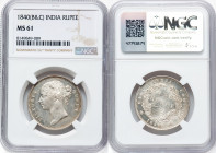 British India. Victoria Pair of Certified Rupees 1840 (b & c) MS61 NGC, Calcutta mint, KM458.2. HID09801242017 © 2024 Heritage Auctions | All Rights R...