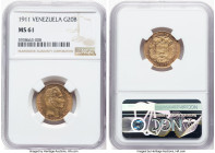 Republic gold 20 Bolivares 1911 MS61 NGC, Paris mint, KM-Y32, Fr-5c. HID09801242017 © 2024 Heritage Auctions | All Rights Reserved www.HA.com/TexasAuc...