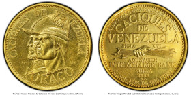 Republic gold "Yoraco" 60 Bolivares 1955 UNC Details (Cleaned) PCGS, Karlsruhe mint, KM-XMB84. 16th Century Indian Chiefs series. HID09801242017 © 202...