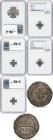 4-Piece Lot of Certified Assorted Medieval Issues NGC, 1) France: Burgundy. John the Fearless Blanc ND (1404-1419) - AU Details (Obverse Tooled) 2) Bu...